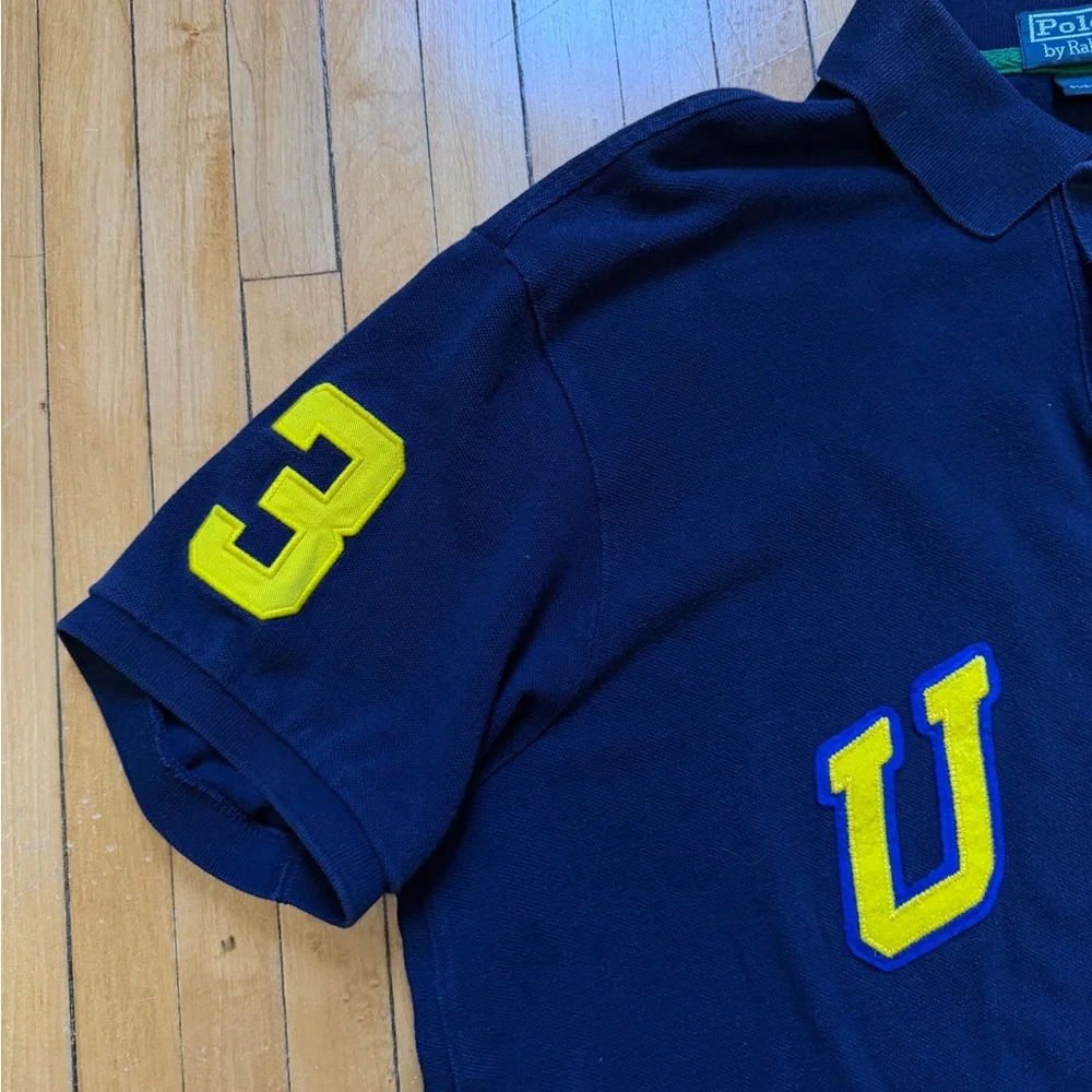 VTG Y2K Polo Ralph Lauren USA Big Pony Rugby Navy Men’s Polo Custom Fit Sz. XL - Picture 4 of 7